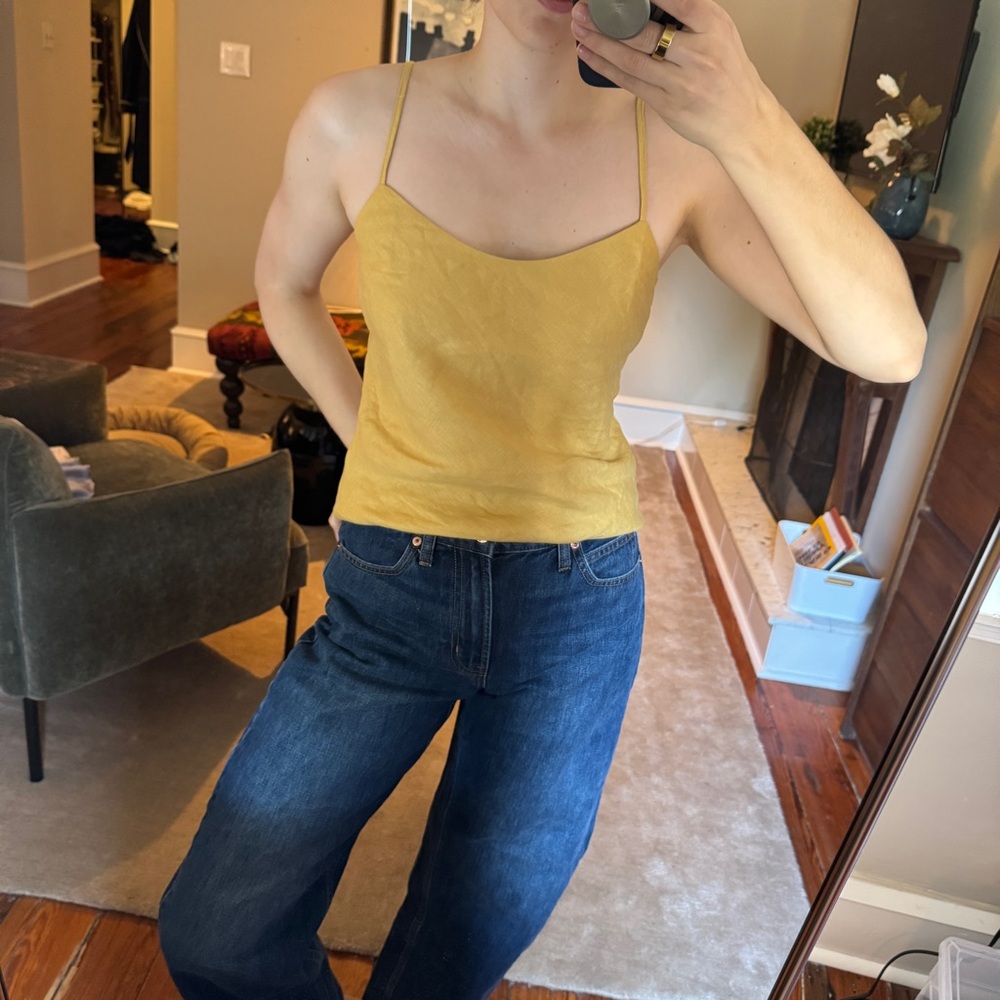 Reformation Andrea Linen Top in Tuscan Sun S
